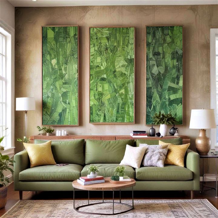 hang eco conscious art for green living room