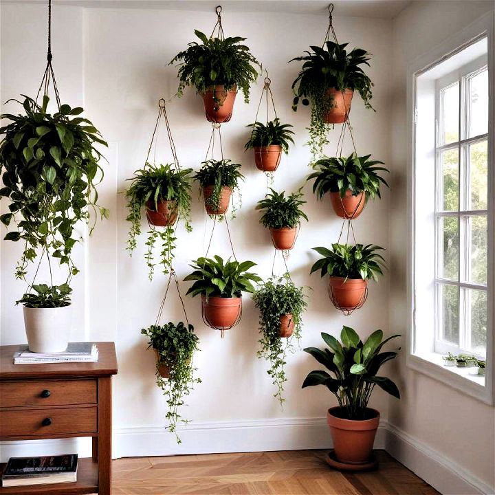 hanging plant corner in smaller rooms