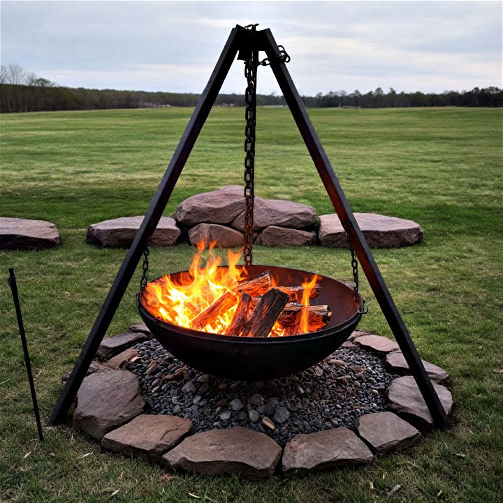 hanging tripod fire pit to elevate your outdoor gatherings