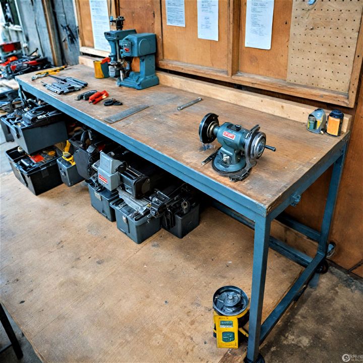 heavy duty workbench with vice and grinder