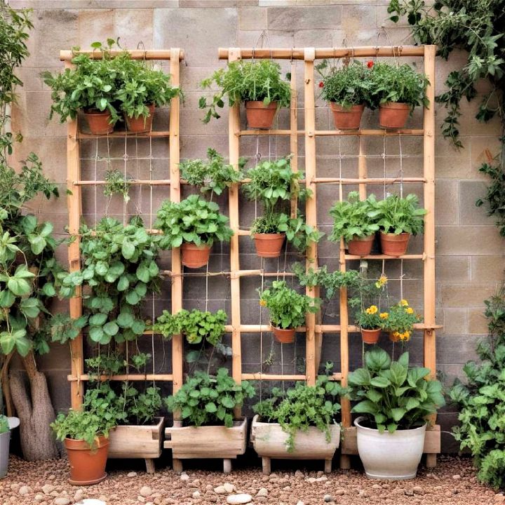 herb garden trellis for saving space