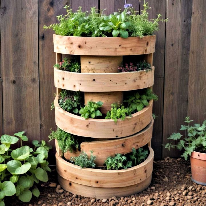 herb spirals for vegetable garden