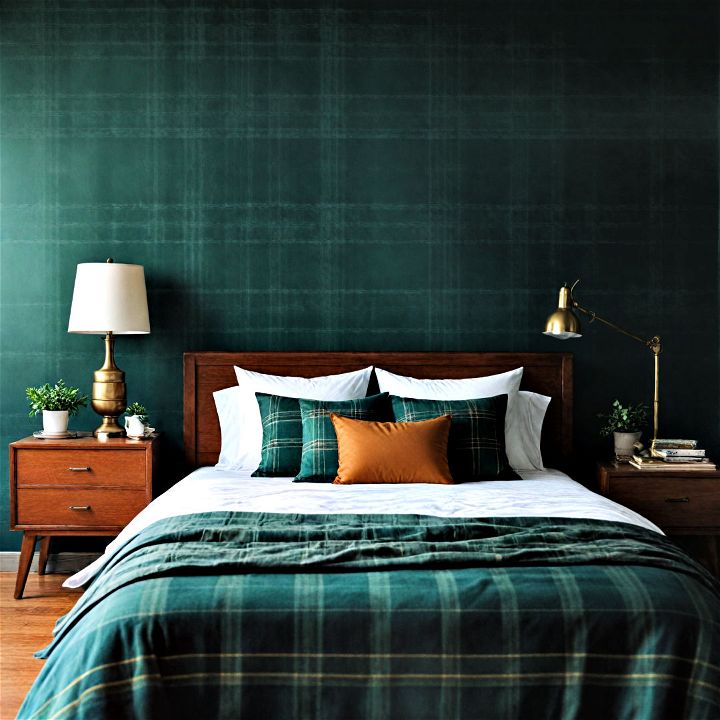 heritage plaid patterns to make your green bedroom a timeless retreat