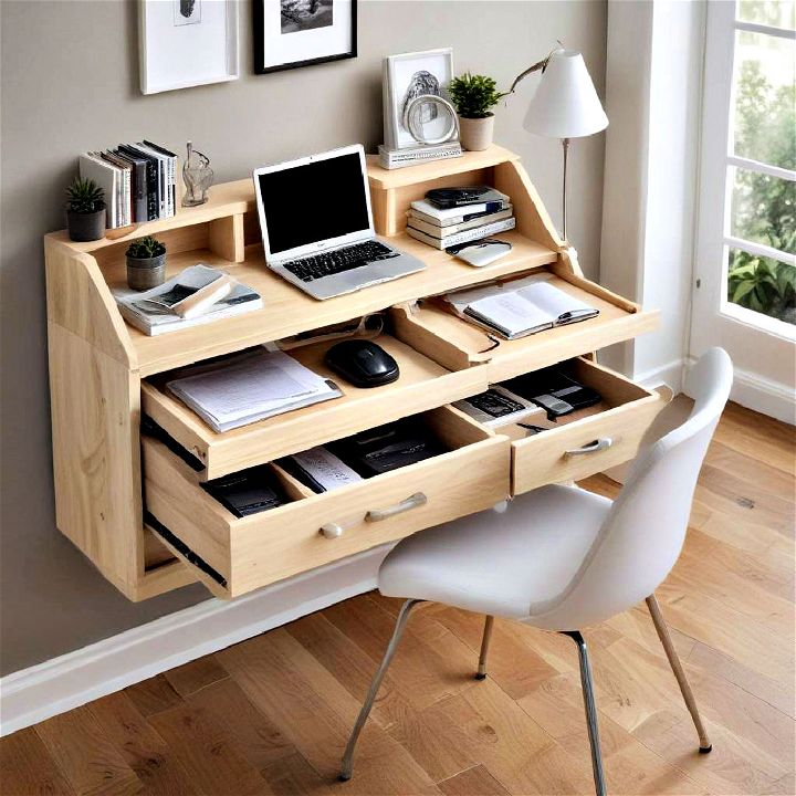 hidden desk compartments for multi functional rooms