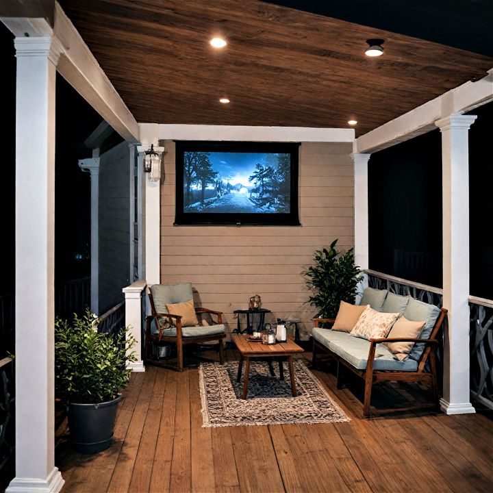 high tech projector to elevate your porch’s entertainment