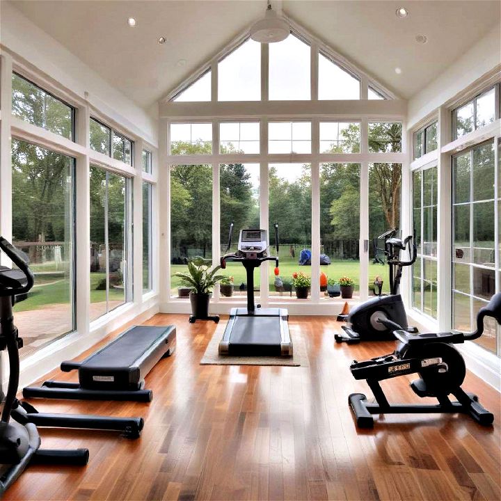 home gym with a view sunroom