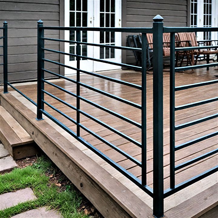 horizontal bar railings for a clean uncluttered porch look