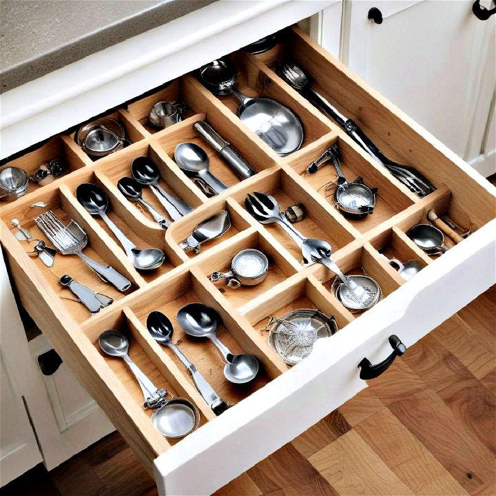 incorporate drawer dividers for a well organized cabinet space