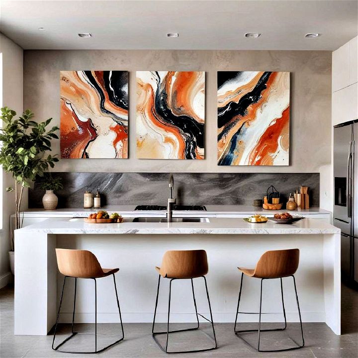 incorporate modern art pieces into your kitchen decor