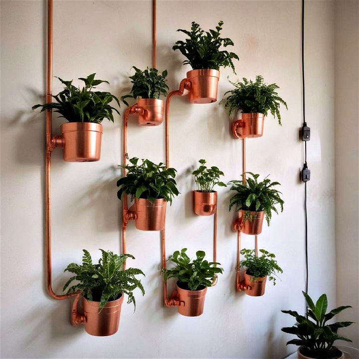 industrial copper pipe hanging planters