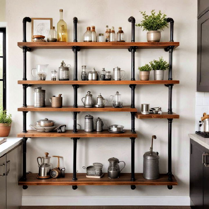 industrial pipe shelves for kichen