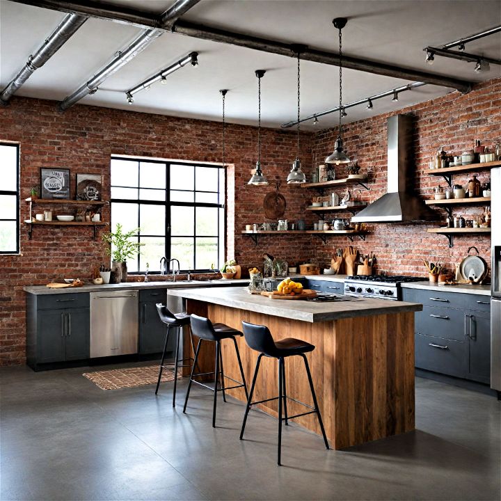 industrial themed open kitchen for a trendy urban vibe
