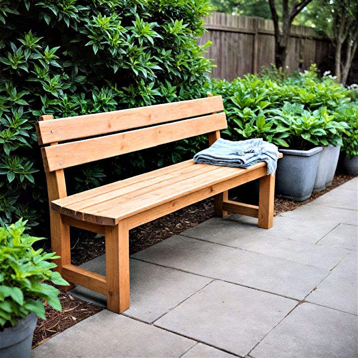 inexpensive wooden bench to enhance your backyard’s functionality and appeal