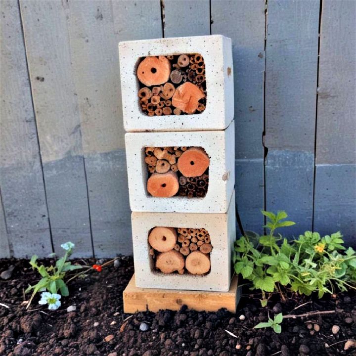 insect hotel from cinder blocks
