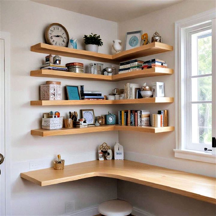 install floating shelves to maximize your crafting corner