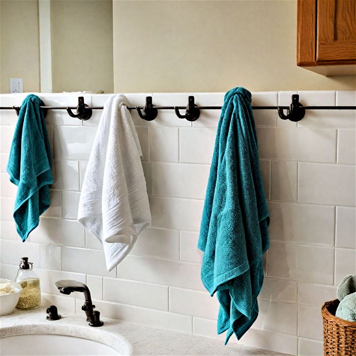 installing hooks for towels and robes