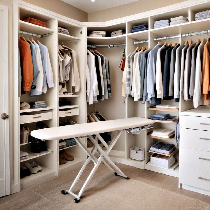integrated ironing station for walk in closet