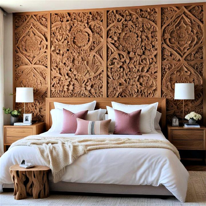 intricately carved wooden panels