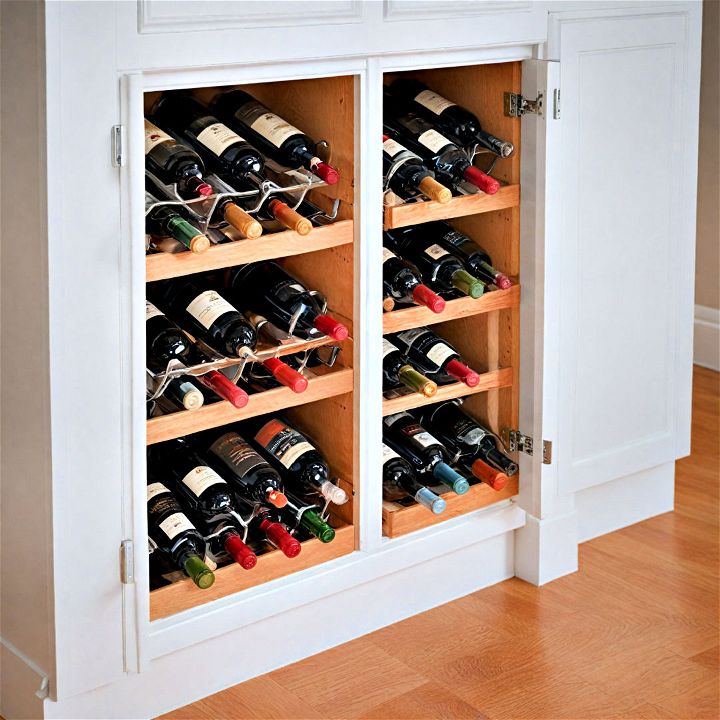 kitchen cabinet wine rack to keep bottles organized and accessible