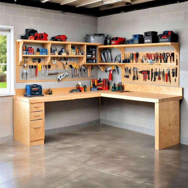 l shaped workbench to maximize corner space