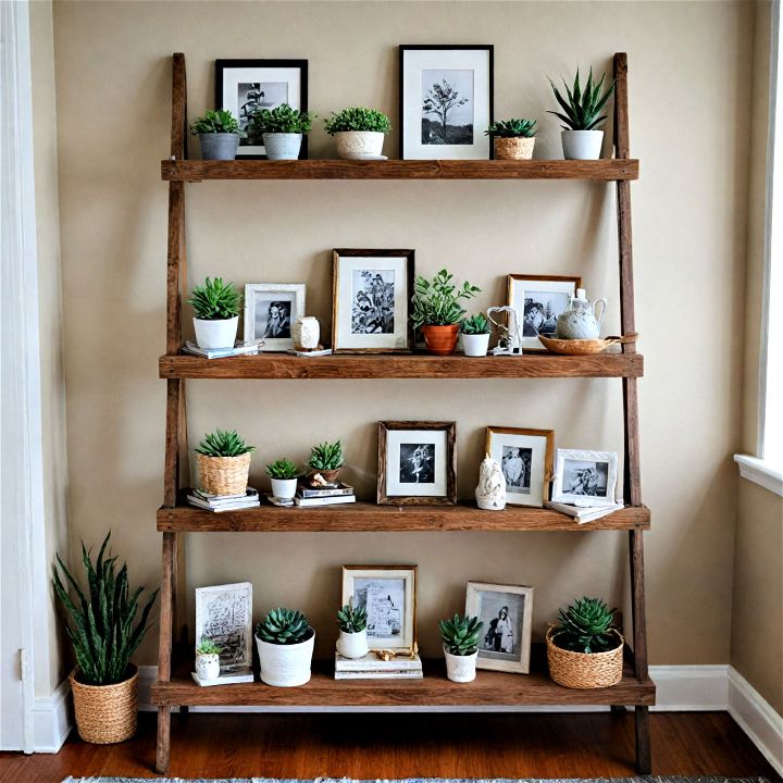 ladder shelf for adding vertical storage craft display