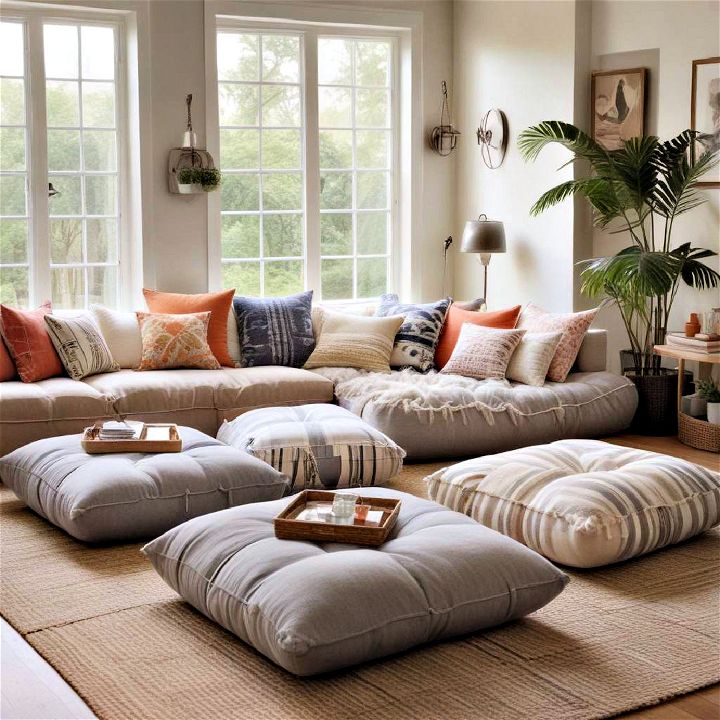 large floor pillows for extra seating and comfort