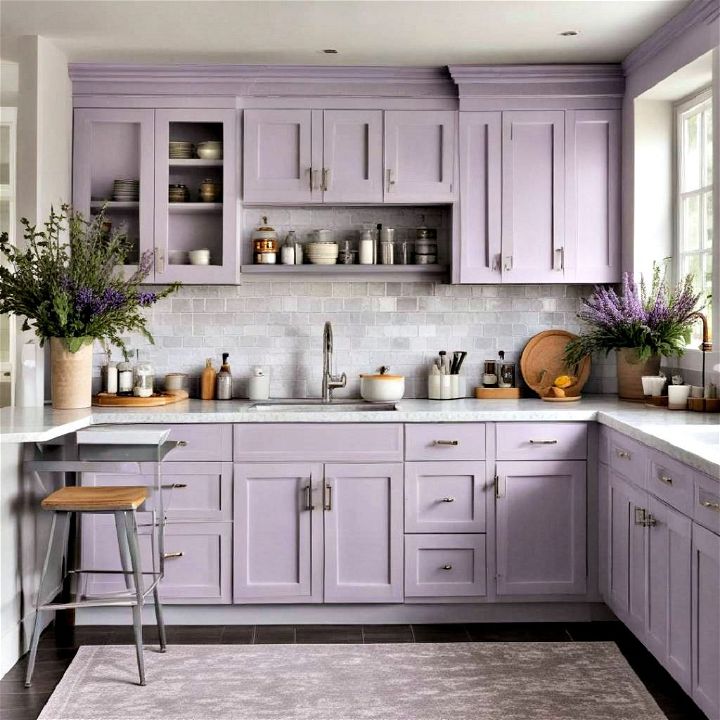 lavender color cabinet for comforting space