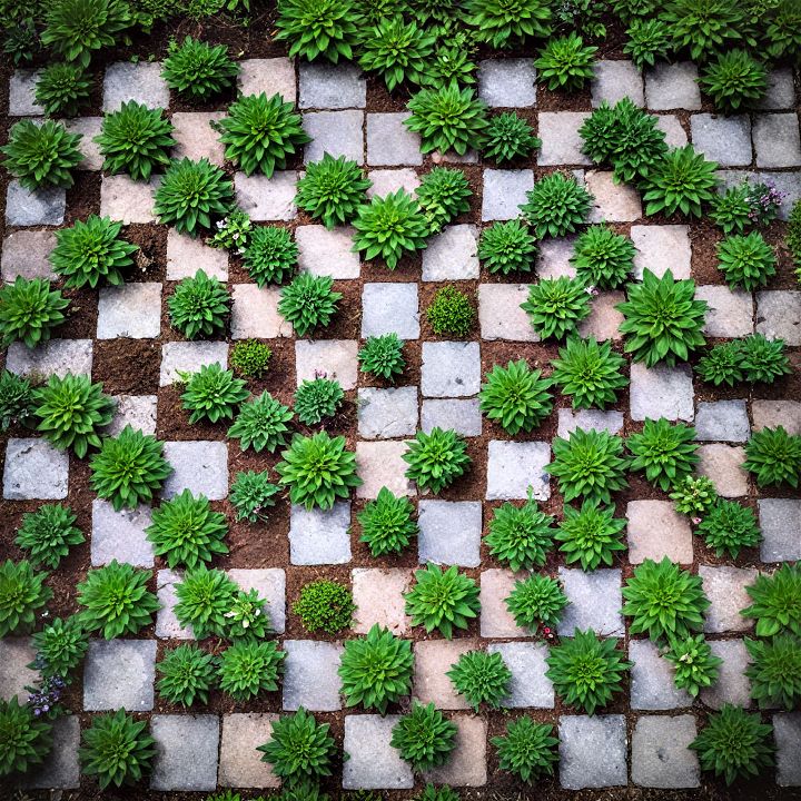 lay a checkerboard garden to add a unique touch to your backyard