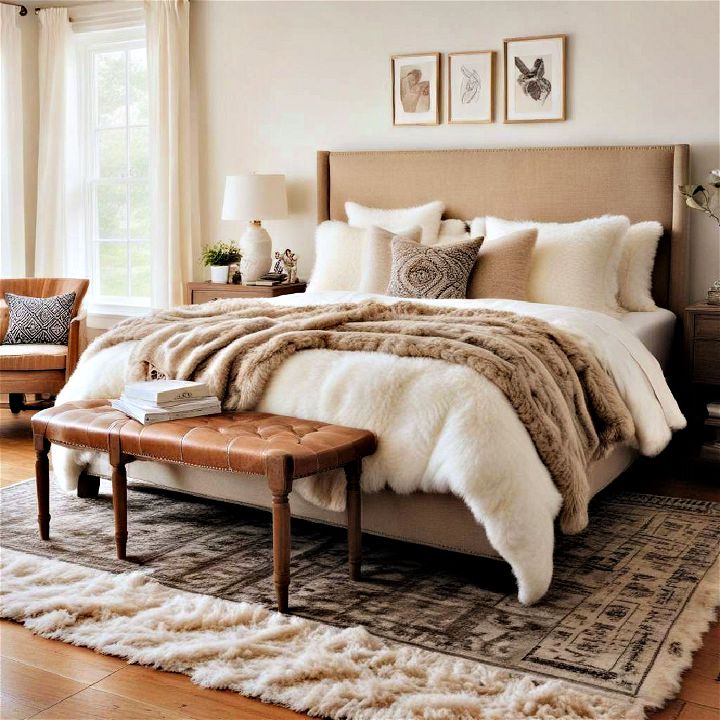 layer rugs for warmth and texture cozy bedroom