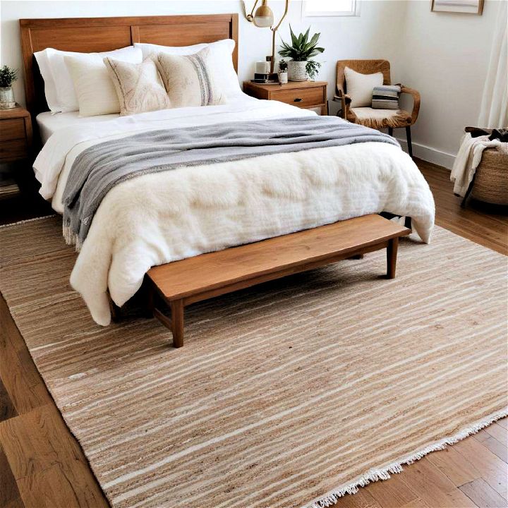 layered rugs for small guest bedroom