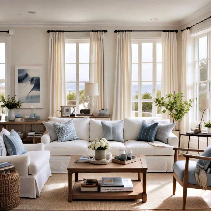 light airy fabrics for coastal living room