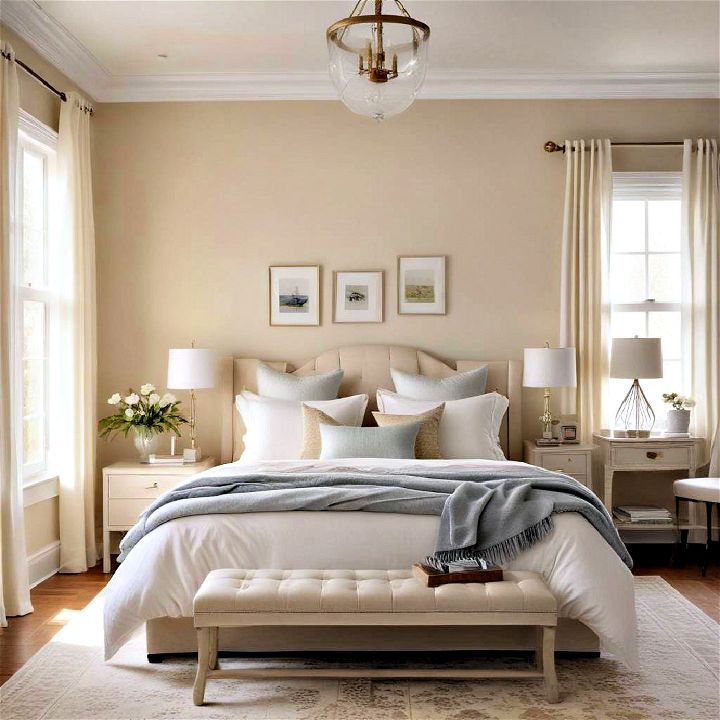 light and airy color palette for small bedroom