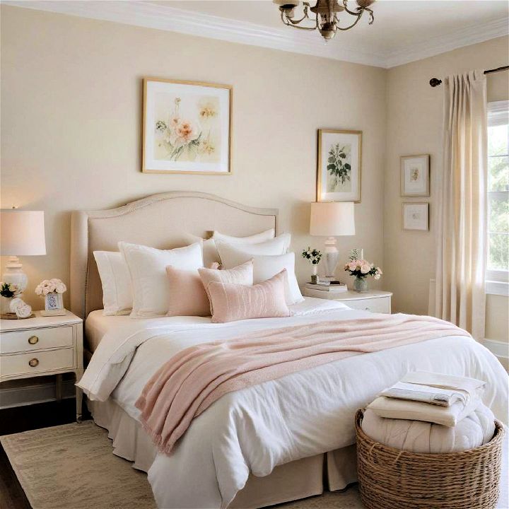 light and airy color scheme for small guest bedroom