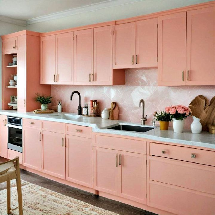cheerful light coral cabinets