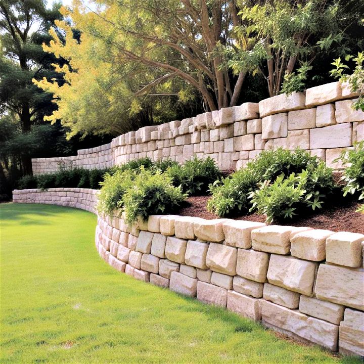 limestone retaining wall for managing soil erosion