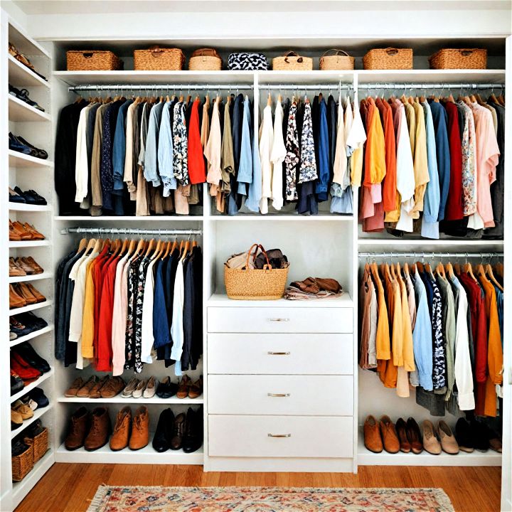 lively color coded open closet