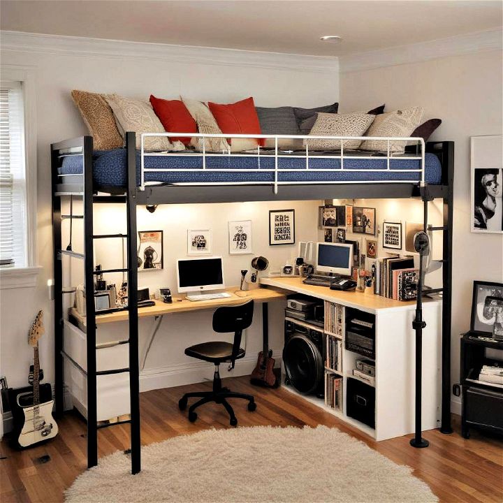 loft bed into a music station