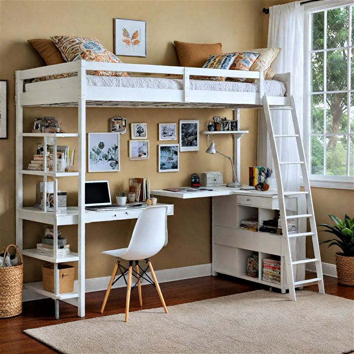 loft bed with a desk underneath
