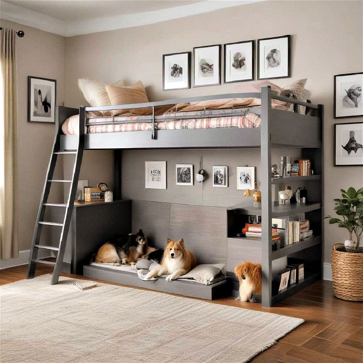 loft bed with a pet zone