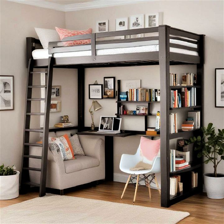 loft bed with a reading nook