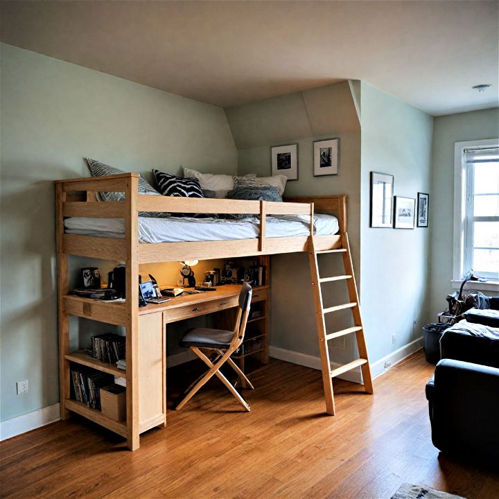 loft bed with foldable furniture