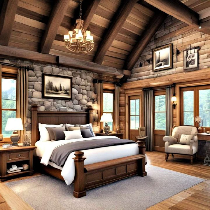 rustic charm log cabin luxury bedroom