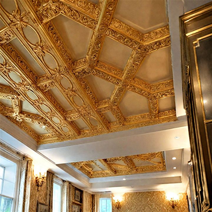 luxurious and opulent gold leaf beams