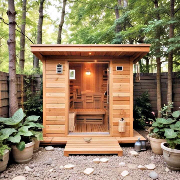 luxurious backyard sauna