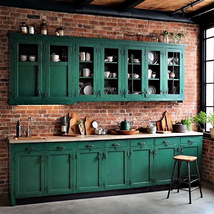 luxurious emerald green industrial cabinets