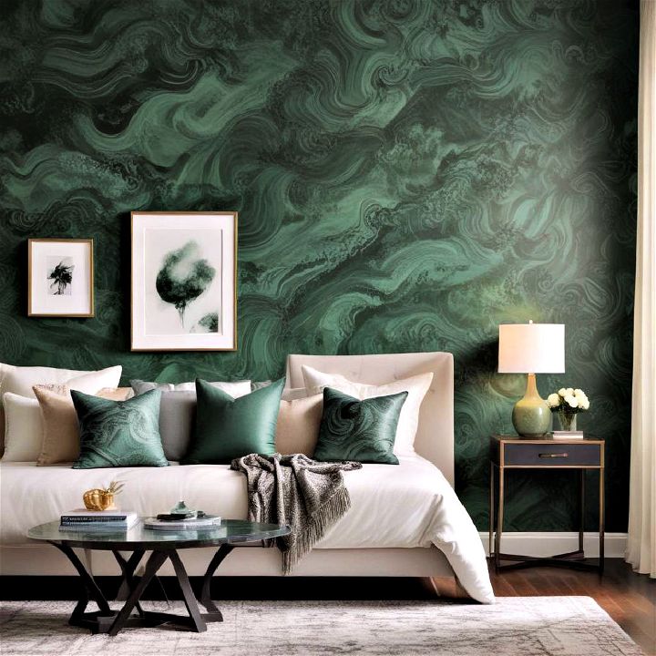 luxurious malachite green accent wall