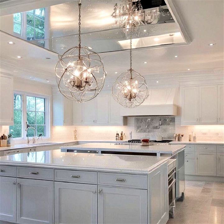 luxurious mirrored ceiling for kitchen