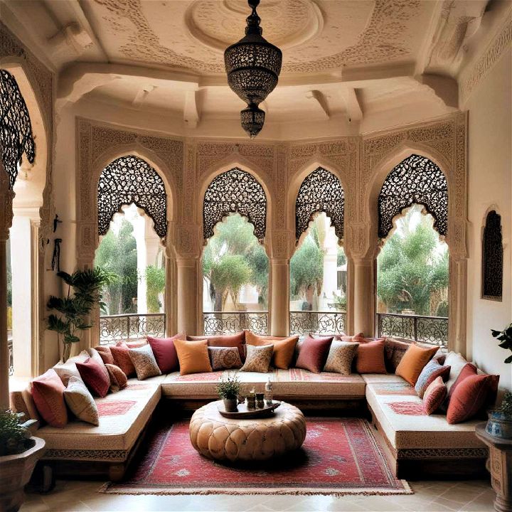 luxurious moroccan majlis lounge