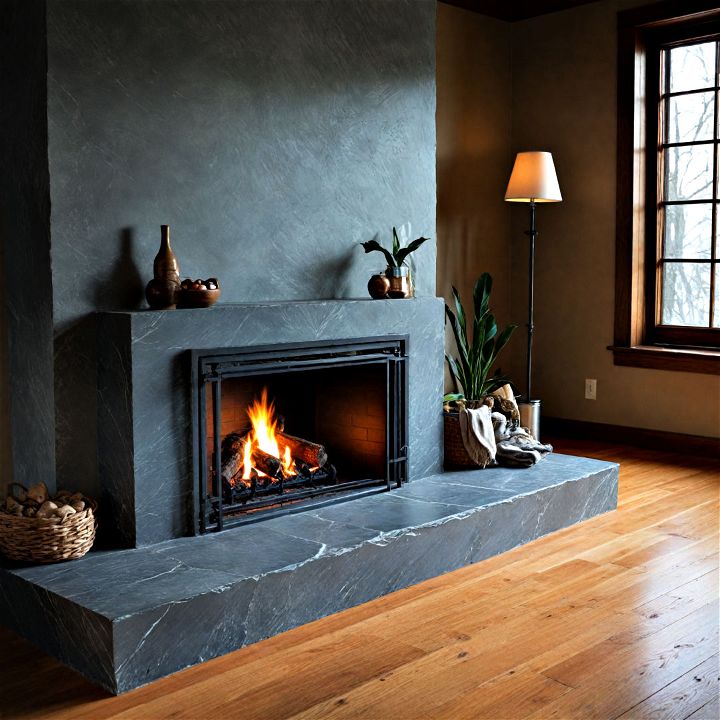 luxurious soapstone inset hearth