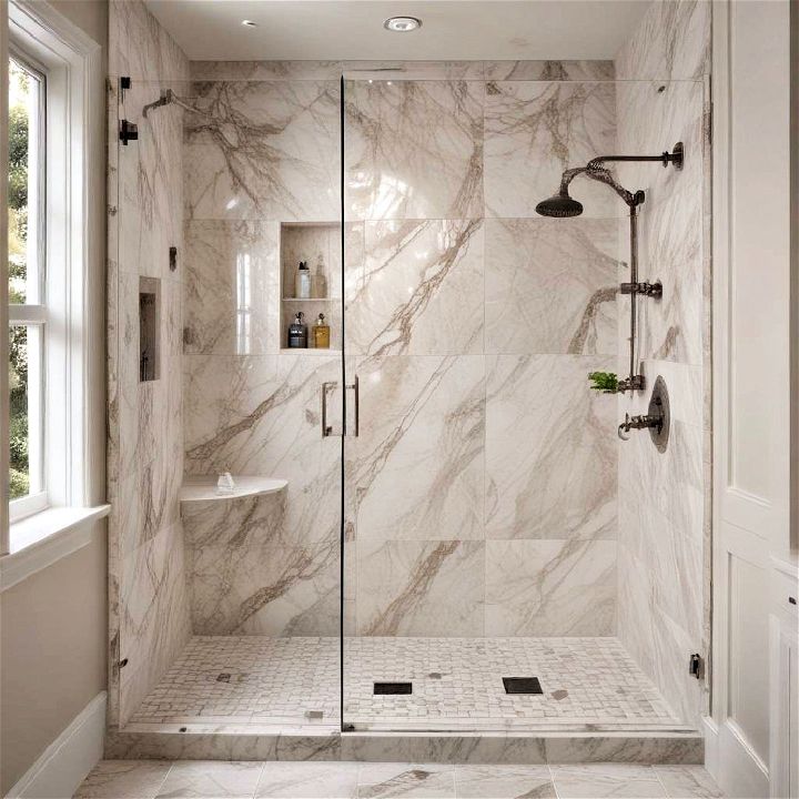 luxury and timeless elegance marble walk in shower